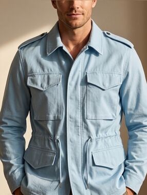 J. Crew Cotton Pale Blue Military Field  Chore Jacket M